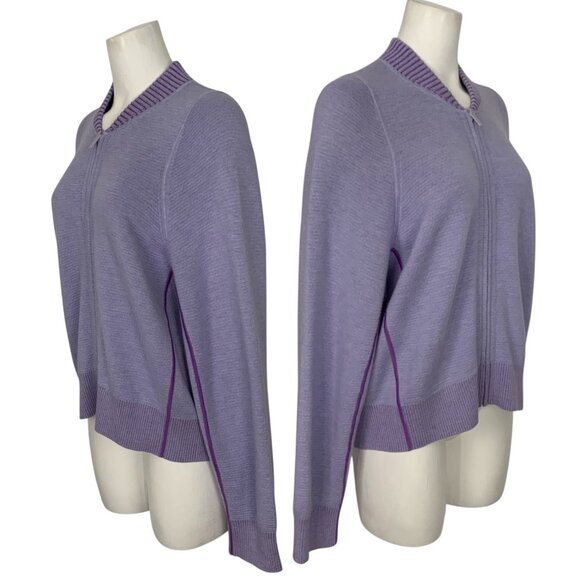 Lululemon Reversible Double Knit Zip Up Sweater 12 Purple Wool - Picture 8 of 15